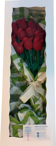 Valentine's One Dozen Red Rose "Long Stem" Cake Pops (Pickup)